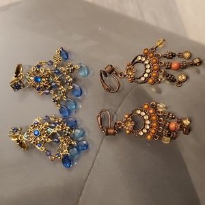 Avon Vintage Jeweled Chandelier Earrings- 2 Pairs